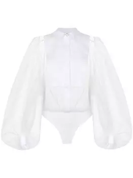 Elisabetta Franchi вышитый боди из органзы, белый