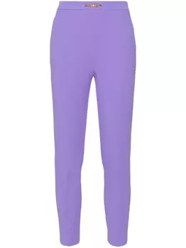 Elisabetta Franchi зауженные креповые брюки с логотипом, фиолетовый