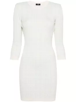 Elisabetta Franchi жаккардовое платье с открытой спиной и монограммой, синий