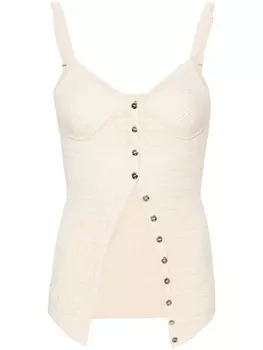 Elisabetta Franchi жаккардовый топ с монограммой, нейтральный цвет
