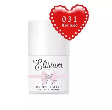 Elisium, УФ-гель-лак, гибридный лак 031 Hot Red, 8 мл