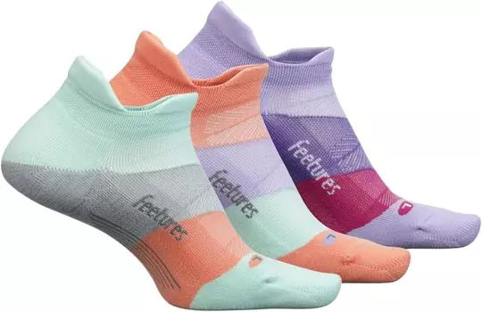 Elite Light Подушка No Show Tab, упаковка из 3 пар Feetures, цвет Move Aside Mint/Pop Off Peach/Lace Up Lavender