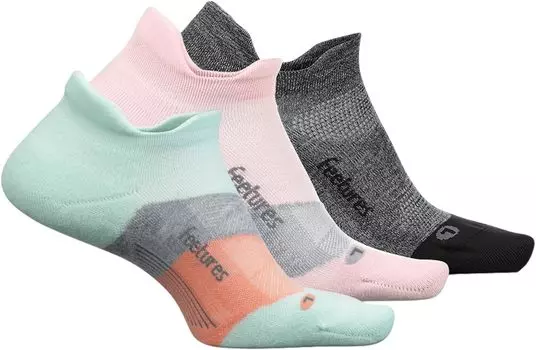 Elite Light Подушка No Show Tab, упаковка из 3 пар Feetures, цвет Move Aside Mint/Propulsion Pink/Gray