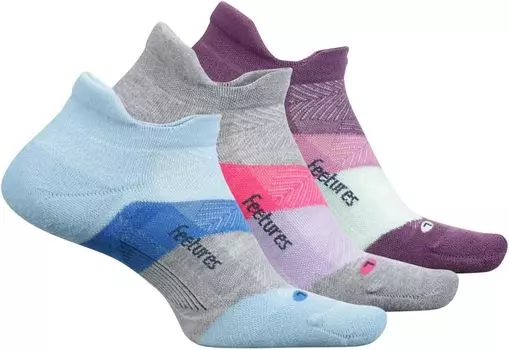 Elite Max Cushion No Show Tab, набор из 3 пар Feetures, цвет Peak Purple/Gradual Gray/Big Sky Blue