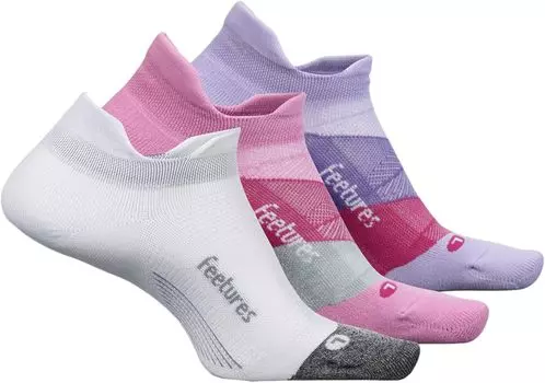 Elite Ultra Light No Show Tab, упаковка из 3 пар Feetures, цвет White/Push-Thru Pink/Lace Up Lavender