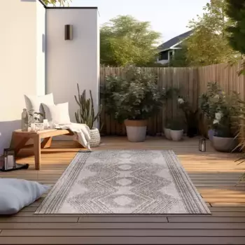 ELLE DECORATION ковер "Merge, внутри и снаружи", прямоугольный, плоского плетения, для дома и улицы, современный, двусторонний ковер, балкон, гостиная 160х230 см, цвет Linen