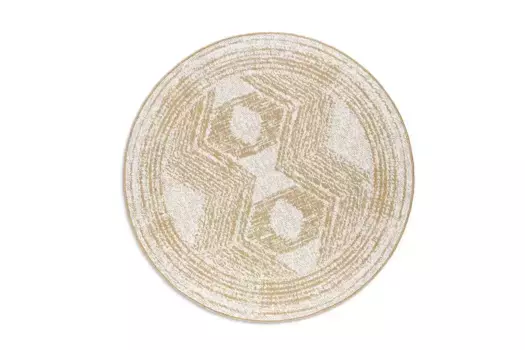 ELLE DECORATION ковер "Merge, внутри и снаружи", круглый, плоского плетения, для дома и улицы, современный, двусторонний ковер, балкон, гостиная 140 см, охра