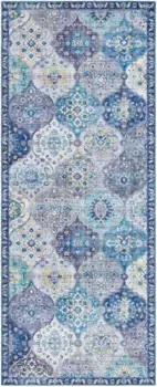 ELLE DECORATION Runner "Kashmir Ghom", прямоугольный, восточный, восточный, короткий ворс, винтаж, гостиная, спальня 80х200 см, цвет denim