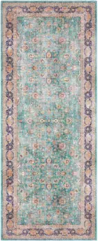 ELLE DECORATION Runner "Keshan Maschad", прямоугольный, восточный, восточный, короткий ворс, винтаж, гостиная, спальня 80х200 см, цвет jade