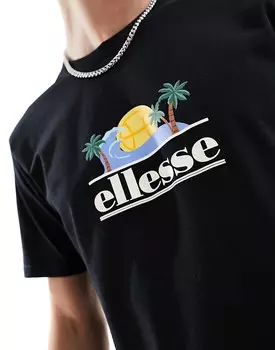 ellesse – Sitan – Черная футболка с графическим принтом на груди