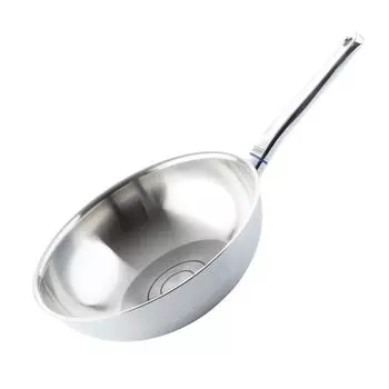 ELO сковорода-вок 28 см LAFER, кастрюля из многослойной нержавеющей стали с функцией разлива, кастрюля для керамических, газовых, электрических, индукционных плит - можно мыть в посудомоечной машине, цвет: серебристый, серебро