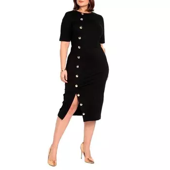 Eloquii женское рабочее платье больших размеров на пуговицах спереди ELOQUII, цвет Black Onyx