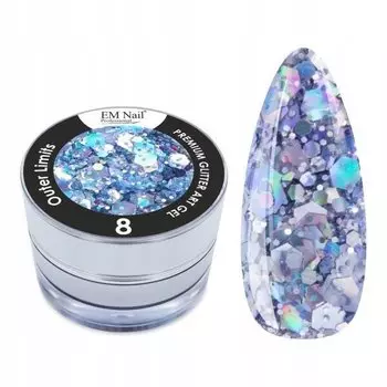 EM Nail Paint Premium Glitter Art Gel Outer Limits 8 SADOX