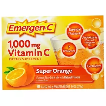 Emergen-C 1000 мг витамина С супер-апельсин 30 пакетов 0,32 унции (9,1 г) каждый