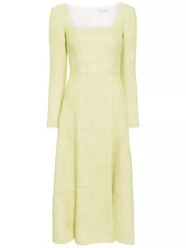 Emilia Wickstead твидовое платье миди Fara, зеленый