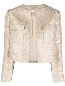 Emilia Wickstead твидовый жакет Pheblia, нейтральный цвет