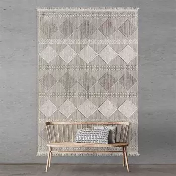 Empera Agra Cyan Современный ковер со скандинавским рисунком - Бежевый - 100x200 см