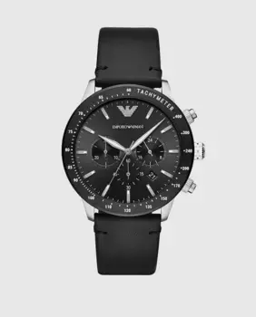 Emporio Armani AR11243 мужские часы хронограф черная кожа, черный