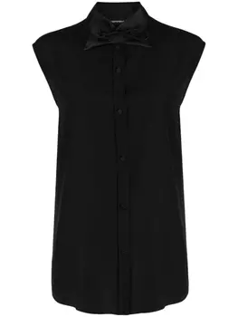 Emporio Armani атласная блузка с бантом, черный