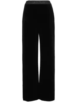Emporio Armani бархатные брюки с логотипом, черный