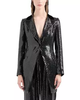 Emporio Armani Блейзер с мелкими пайетками, черный