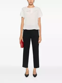 Emporio Armani блузка из шелкового атласа с оборками, белый