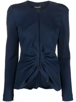 Emporio Armani блузка с длинными рукавами и складками, синий
