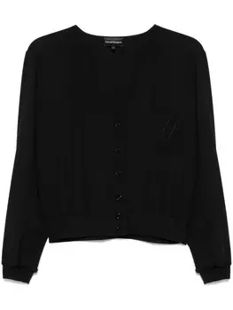 Emporio Armani блузка с вышитым логотипом, черный
