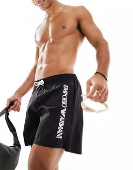 Emporio Armani - Боди - Черные шорты для плавания с логотипом