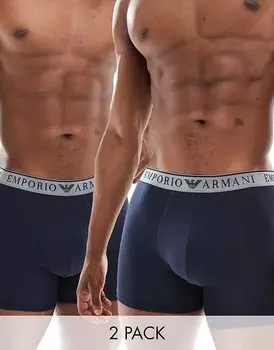 Emporio Armani – Боди – Комплект из 2 пар темно-синих боксеров с поясом с логотипом на талии