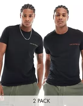 Emporio Armani – Боди – Комплект из 2 пар черных футболок с круглым вырезом и логотипом