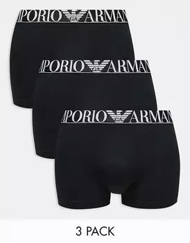 Emporio Armani – Боди – Комплект из 3 пар черных боксеров с логотипом на талии