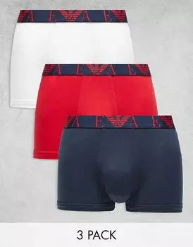 Emporio Armani – Bodywear – комплект из 3 трусов темно-синего, красного и белого цветов Armani Exchange