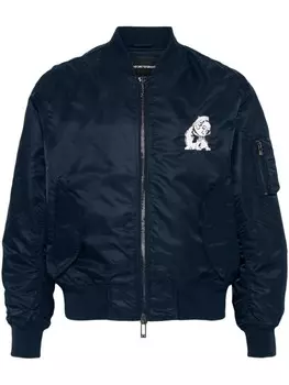 Emporio Armani бомбер French с вышивкой, синий