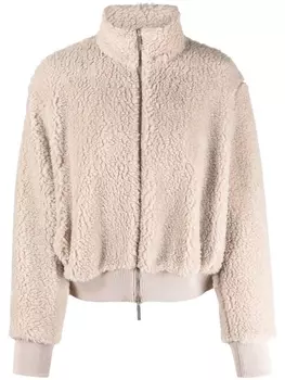 Emporio Armani бомбер из шерпы, нейтральный цвет
