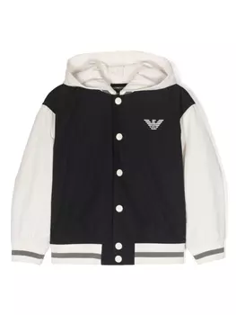 Emporio Armani бомбер с капюшоном и логотипом, синий