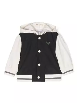 Emporio Armani бомбер с капюшоном и логотипом, синий