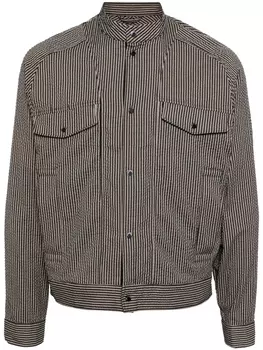 Emporio Armani бомбер с отделкой в полоску, черный