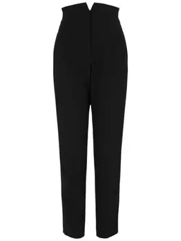 Emporio Armani брюки из вирджинской шерсти с завышенной талией, черный