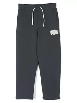 Emporio Armani брюки с кулиской и нашивкой-логотипом, синий