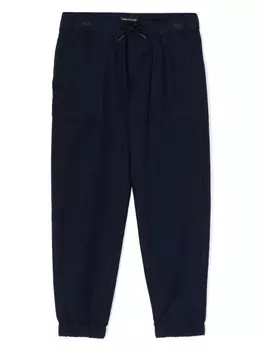 Emporio Armani брюки с кулиской и нашивкой-логотипом, синий