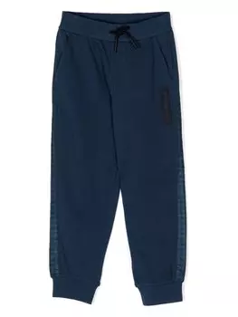 Emporio Armani брюки с кулиской и нашивкой-логотипом, синий
