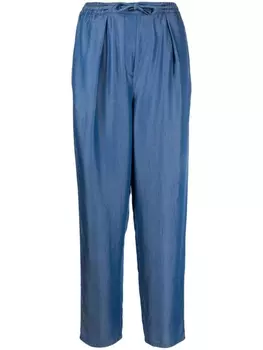 Emporio Armani брюки с завышенной талией и кулиской, синий