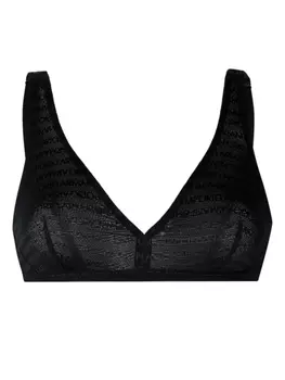 Emporio Armani бюстгальтер-бралетт с треугольными чашками и логотипом, черный
