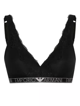 Emporio Armani бюстгальтер с кружевом, черный