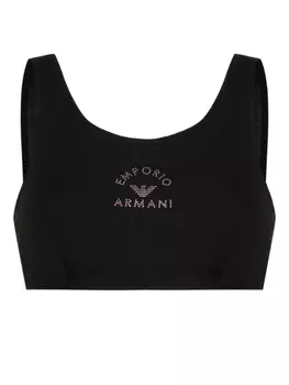 Emporio Armani бюстгальтер с логотипом из страз, черный
