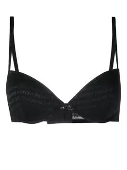 Emporio Armani бюстгальтер с жаккардовым логотипом, черный