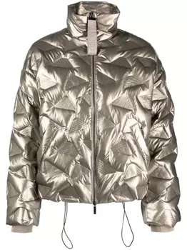 Emporio Armani debossed-monogram quilted jacket, золотой