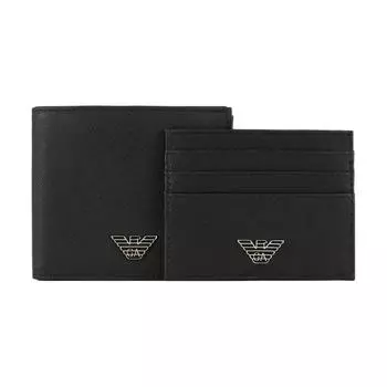 EMPORIO ARMANI Держатель для карт из полиамидной кожи, обычный мужской, черный