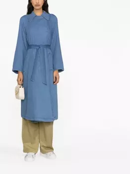 Emporio Armani двубортное пальто с поясом, синий